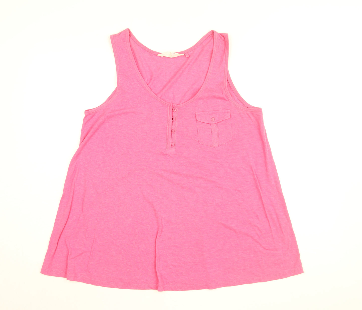 Fat Face Womens Pink Cotton Basic Tank Size 16 Scoop Neck