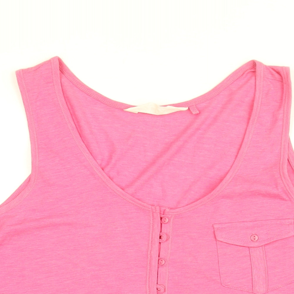 Fat Face Womens Pink Cotton Basic Tank Size 16 Scoop Neck