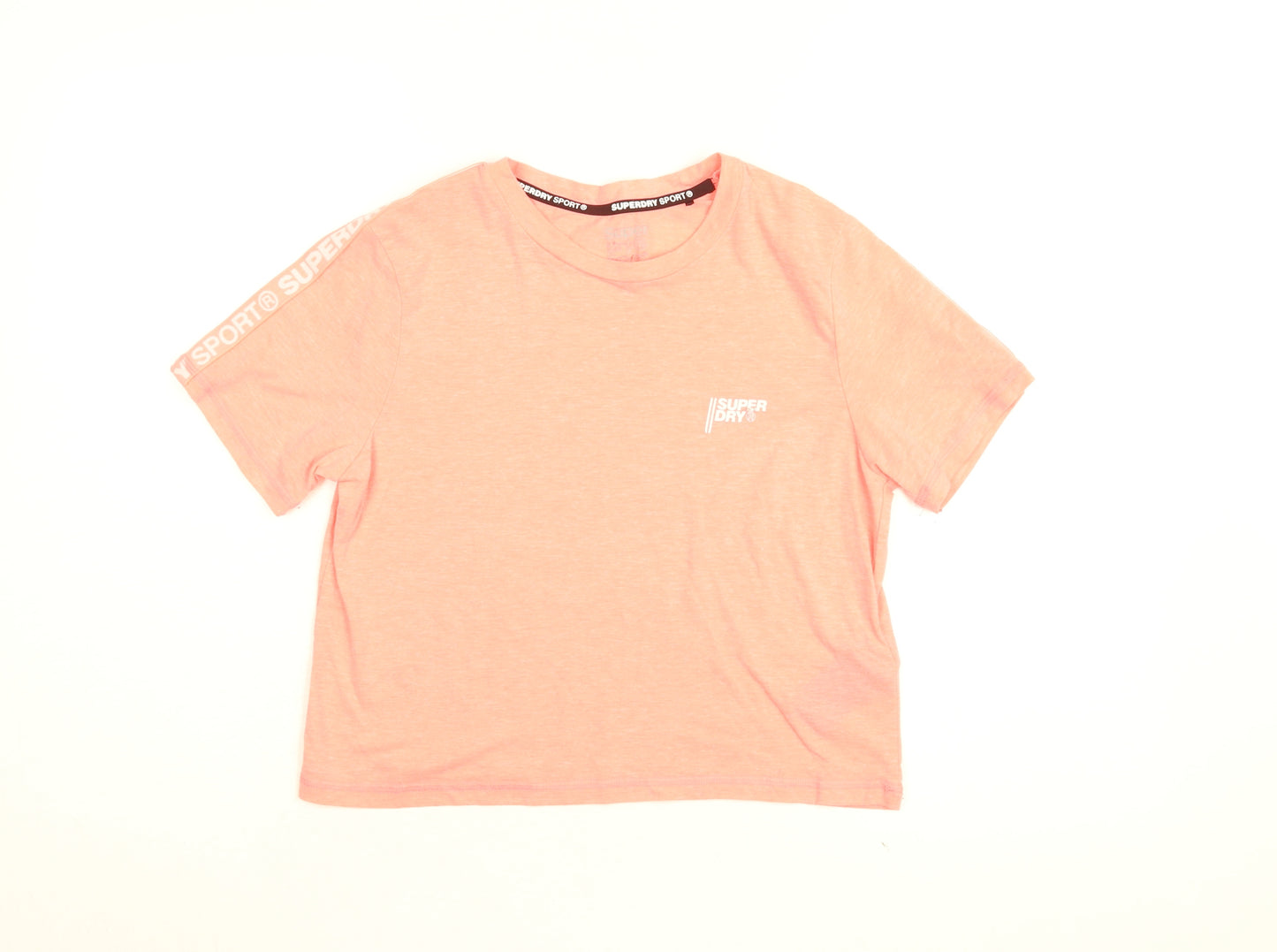 Superdry Womens Pink Cotton Cropped T-Shirt Size 8 Round Neck