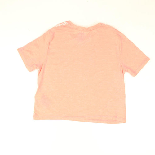 Superdry Womens Pink Cotton Cropped T-Shirt Size 8 Round Neck