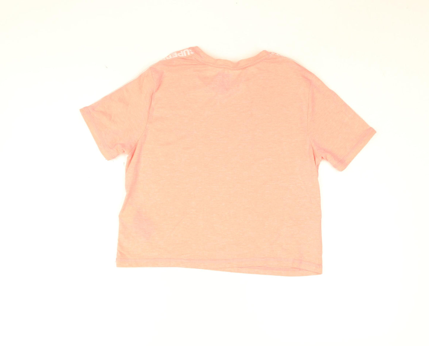 Superdry Womens Pink Cotton Cropped T-Shirt Size 8 Round Neck