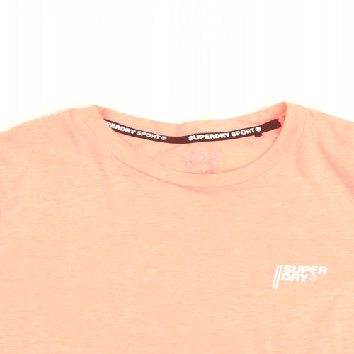 Superdry Womens Pink Cotton Cropped T-Shirt Size 8 Round Neck