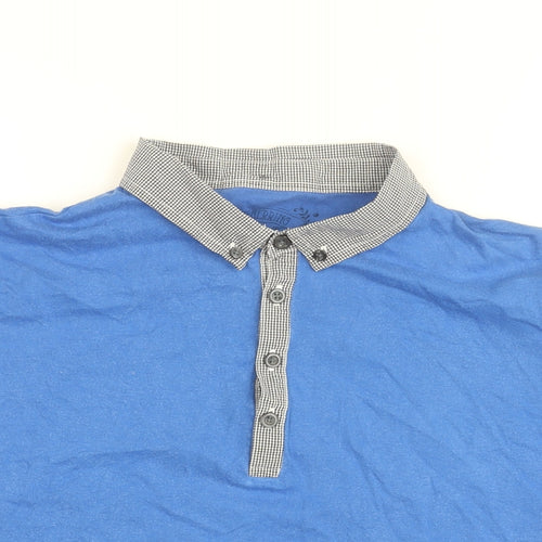 Red Herring Mens Blue Cotton Polo Size M Collared Button