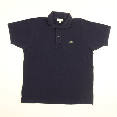 Lacoste Mens Blue Cotton Polo Size L Collared Button