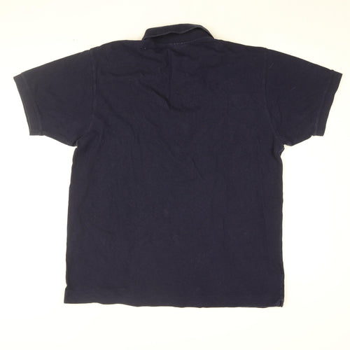 Lacoste Mens Blue Cotton Polo Size L Collared Button