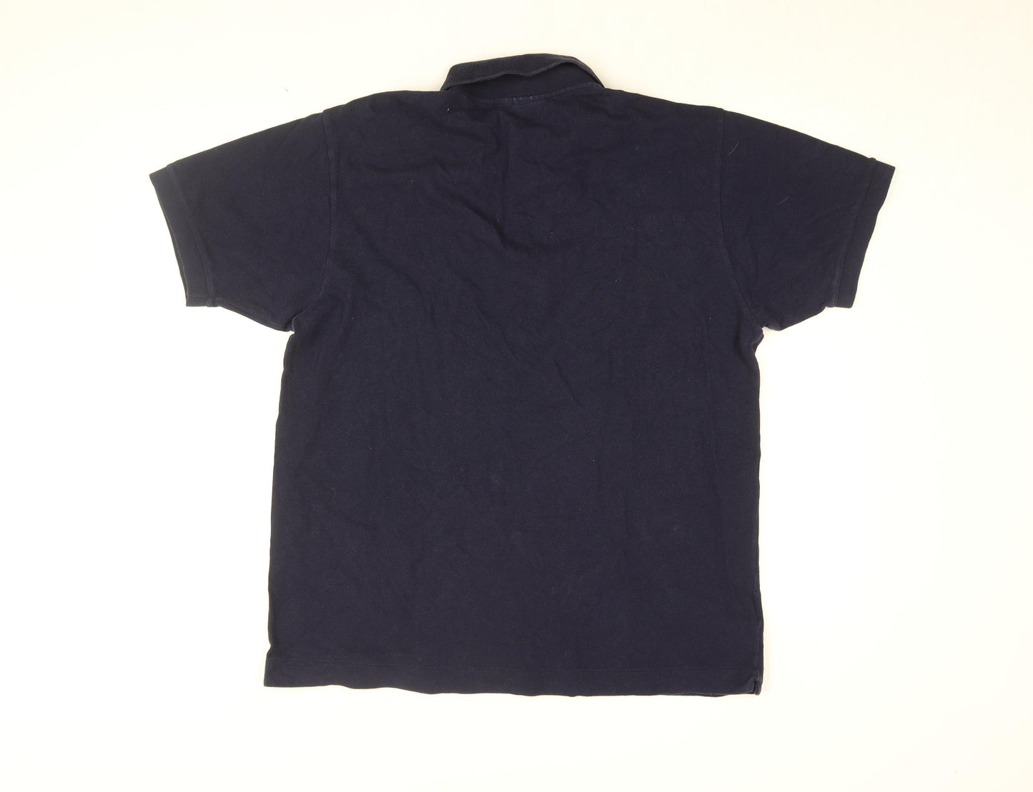 Lacoste Mens Blue Cotton Polo Size L Collared Button