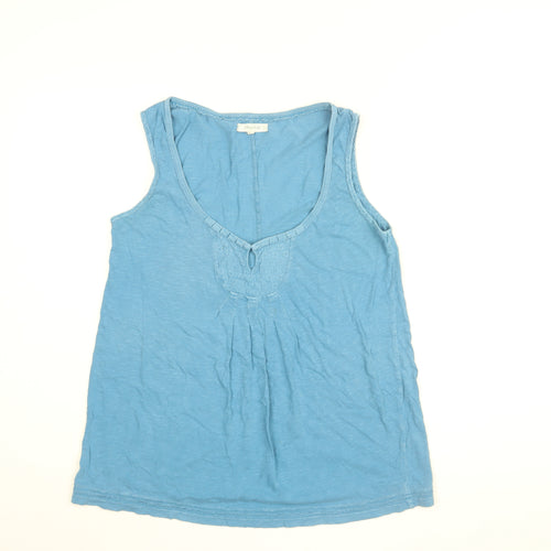 White Stuff Womens Blue Cotton Basic T-Shirt Size 12 Scoop Neck