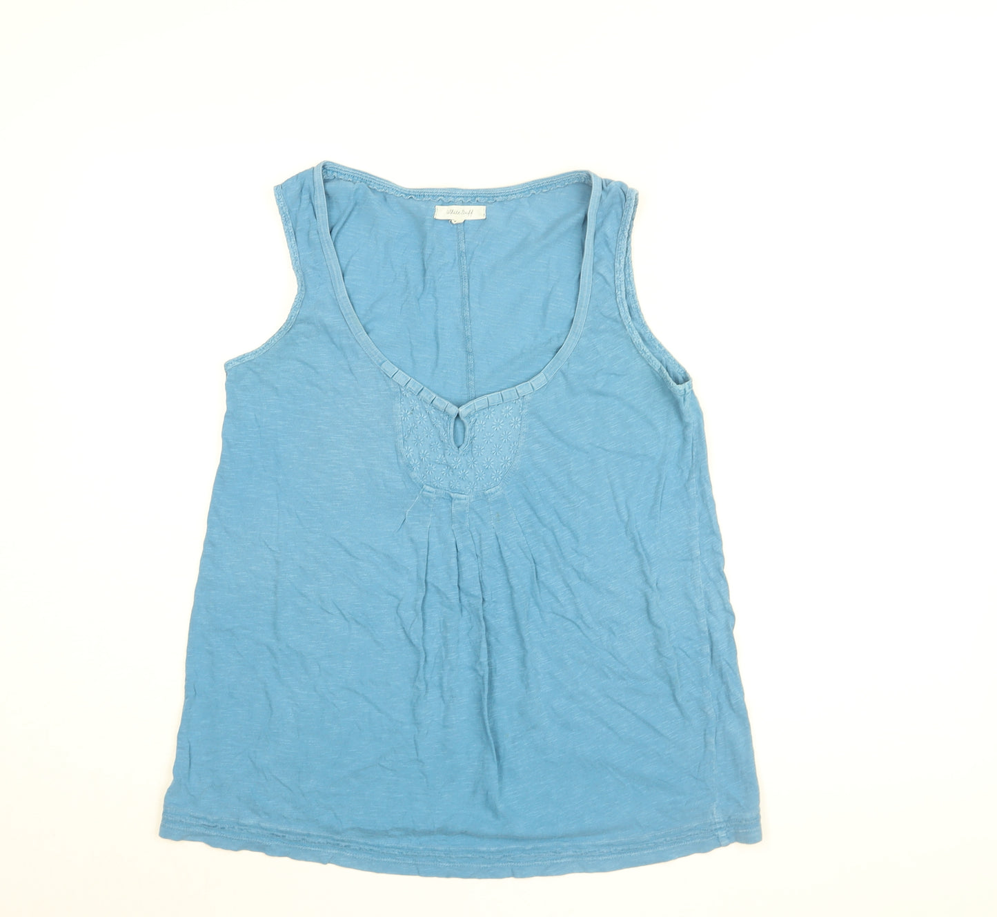 White Stuff Womens Blue Cotton Basic T-Shirt Size 12 Scoop Neck