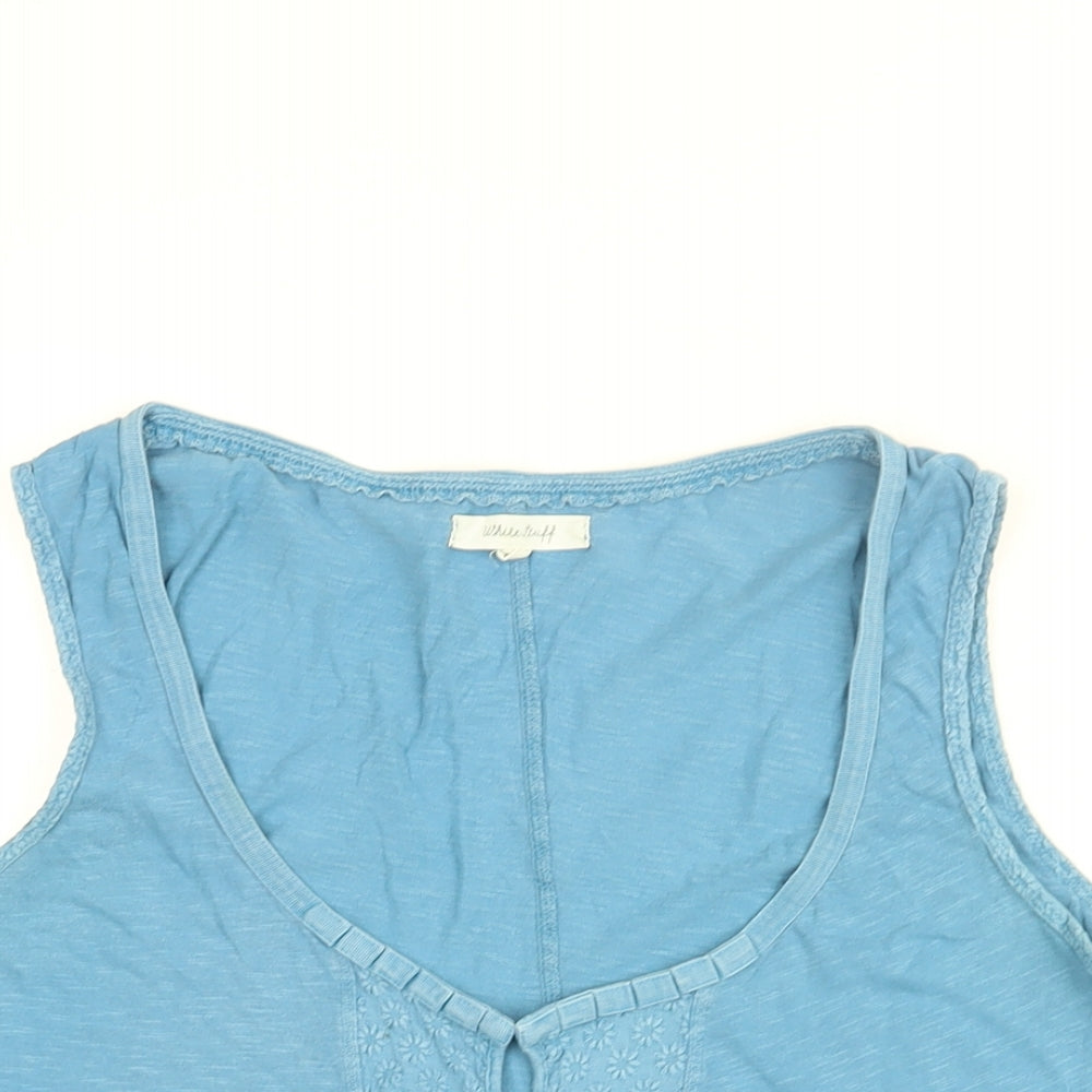 White Stuff Womens Blue Cotton Basic T-Shirt Size 12 Scoop Neck