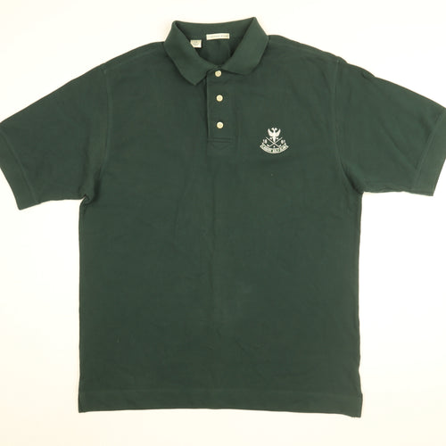 Lanark Golf Club Mens Green Cotton Polo Size L Collared Button