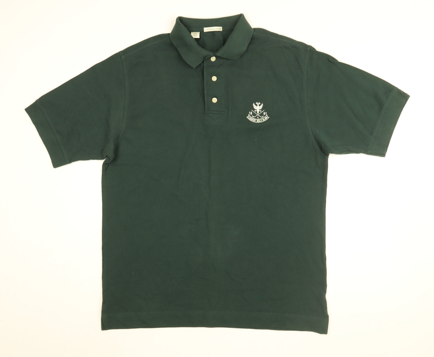 Lanark Golf Club Mens Green Cotton Polo Size L Collared Button