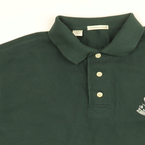 Lanark Golf Club Mens Green Cotton Polo Size L Collared Button