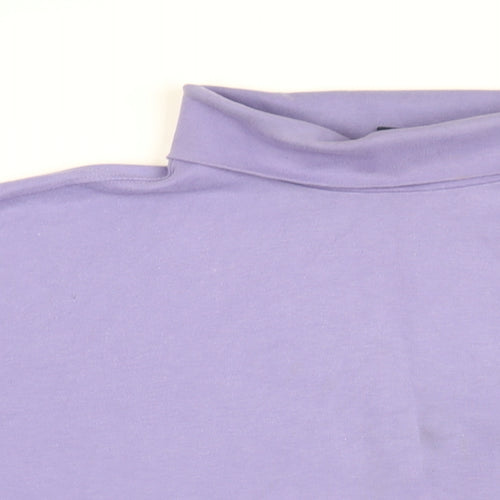 Lands' End Womens Purple Cotton Basic T-Shirt Size 18 Roll Neck - Size 18-20