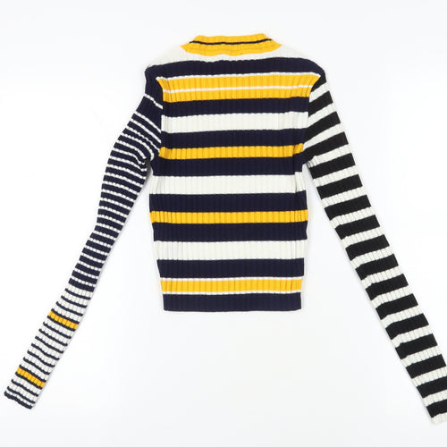 Topshop Multicoloured Striped Pullover Jumper, Size 8