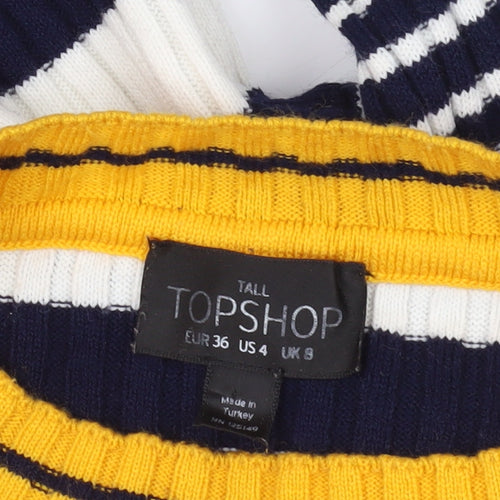 Topshop Multicoloured Striped Pullover Jumper, Size 8
