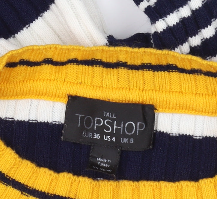 Topshop Multicoloured Striped Pullover Jumper, Size 8