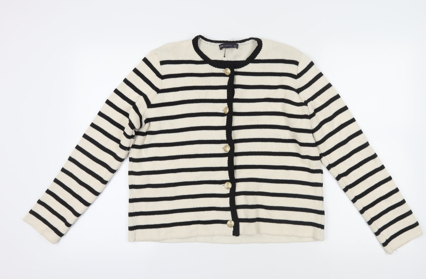 Marks and Spencer Ivory Striped Cardigan Size L