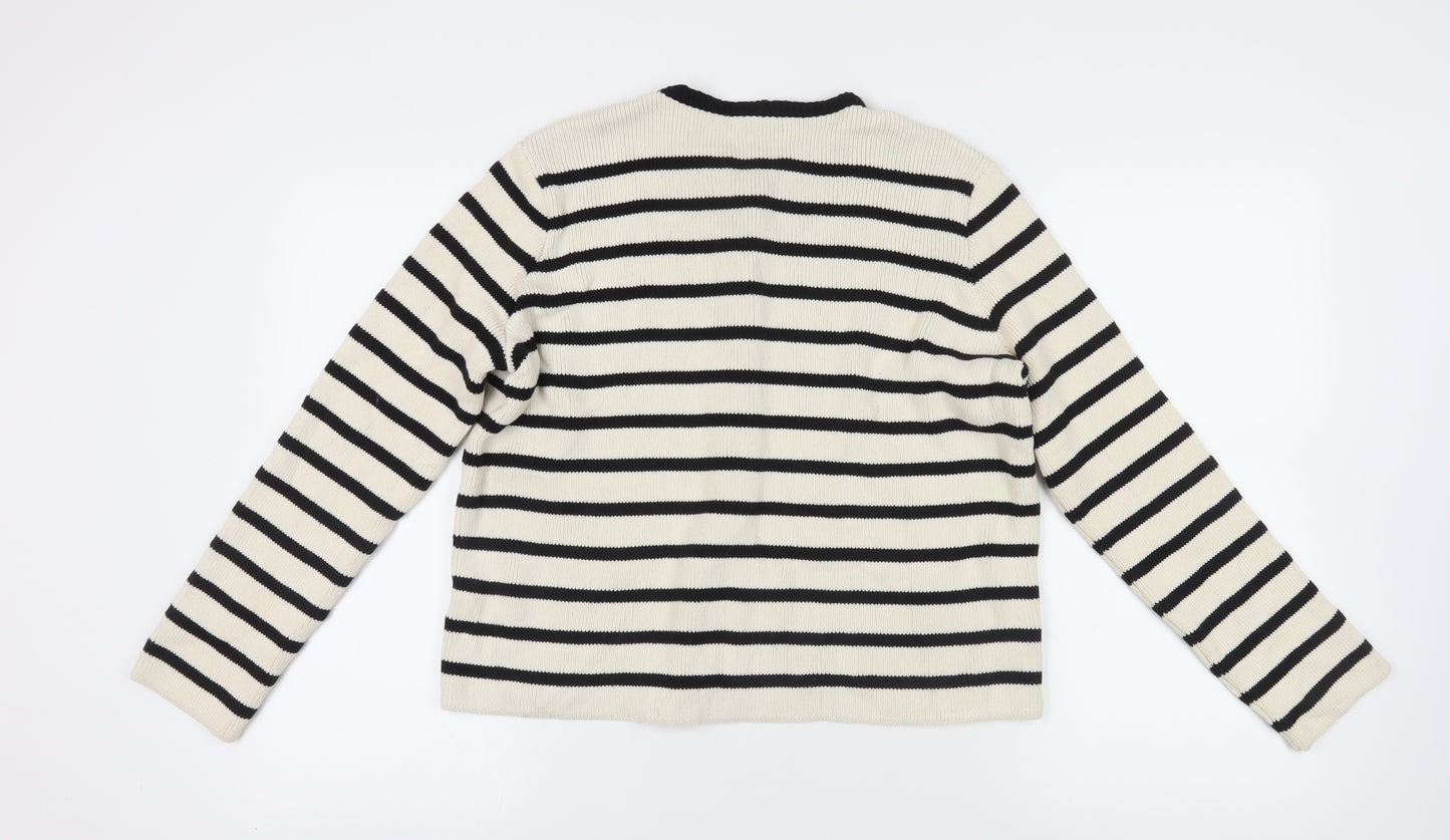 Marks and Spencer Ivory Striped Cardigan Size L