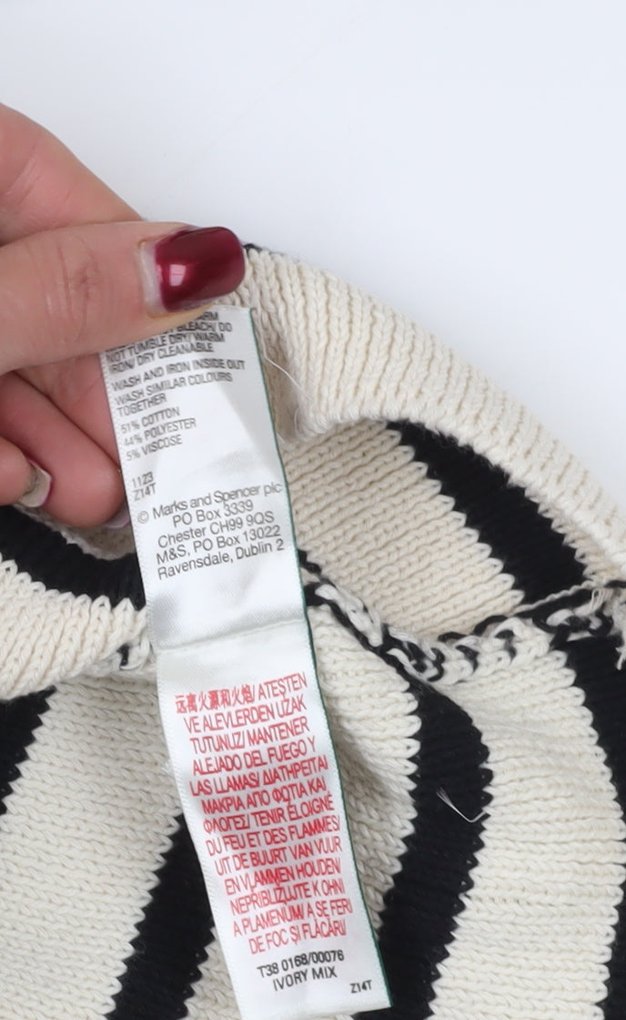 Marks and Spencer Ivory Striped Cardigan Size L