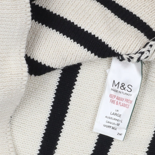 Marks and Spencer Ivory Striped Cardigan Size L