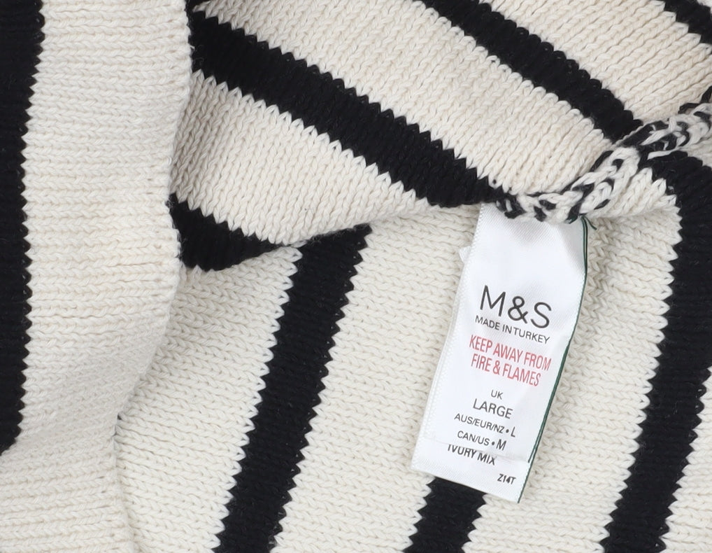 Marks and Spencer Ivory Striped Cardigan Size L