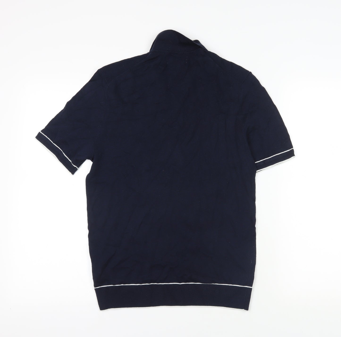 M&S Navy Blue Polo Shirt, Small, Cotton-Silk Blend