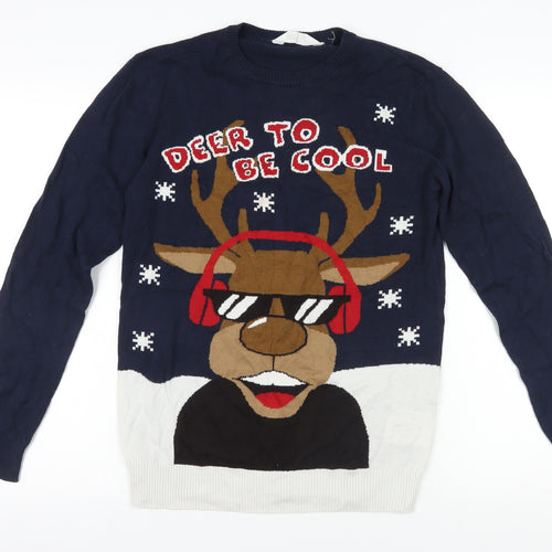 H&M Boys Multicoloured Christmas Pullover Jumper Size 14Y