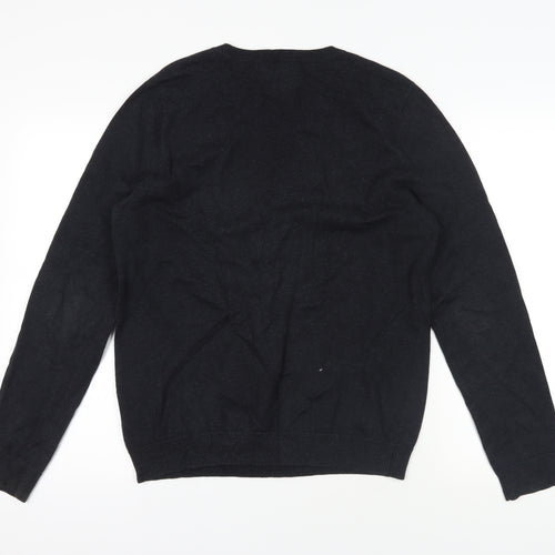 Topman Black V-Neck Cotton Jumper in Size M