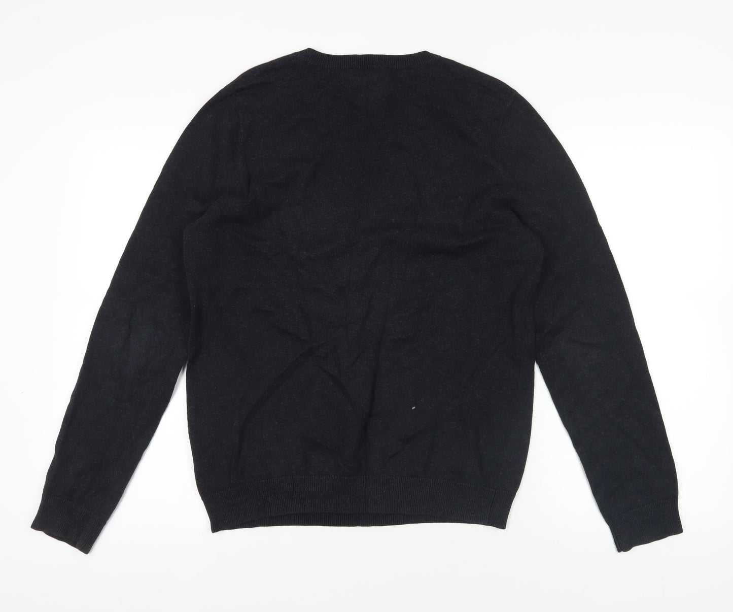 Topman Black V-Neck Cotton Jumper in Size M