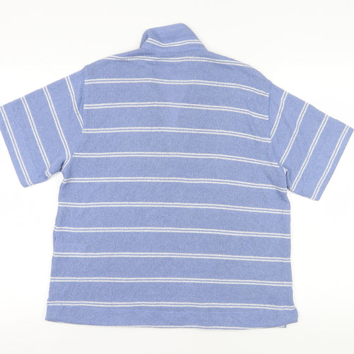 Marks & Spencer Blue Striped Polo Jumper Size 14