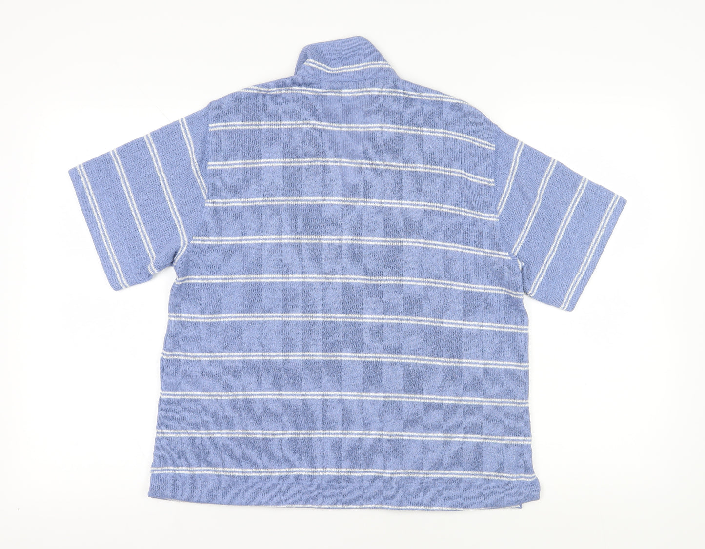 Marks & Spencer Blue Striped Polo Jumper Size 14