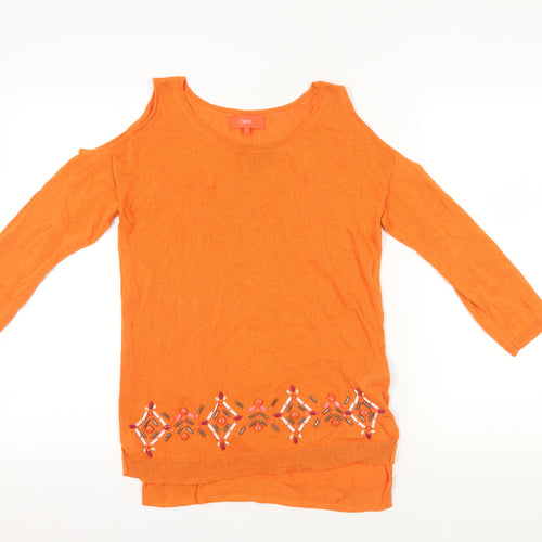 Next Orange Beaded Pullover Jumper, UK 10 - Casual & Chic