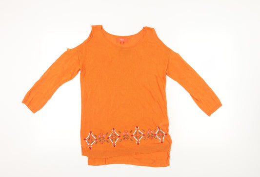 Next Orange Beaded Pullover Jumper, UK 10 - Casual & Chic