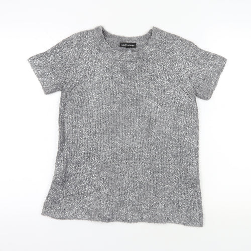 Warehouse Grey Chunky-Knit Pullover Jumper Size 10