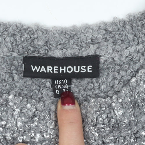 Warehouse Grey Chunky-Knit Pullover Jumper Size 10