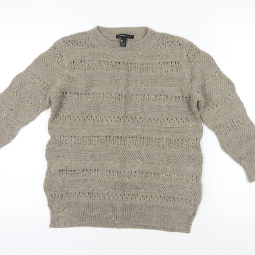 Mango Beige Open-Knit Pullover Jumper, Size 12