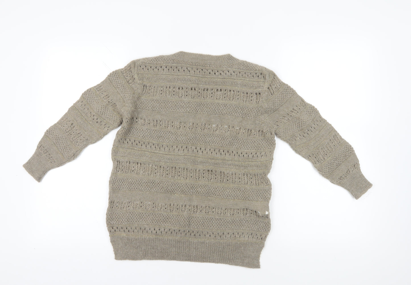 Mango Beige Open-Knit Pullover Jumper, Size 12
