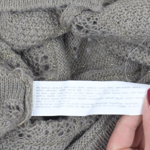 Mango Beige Open-Knit Pullover Jumper, Size 12