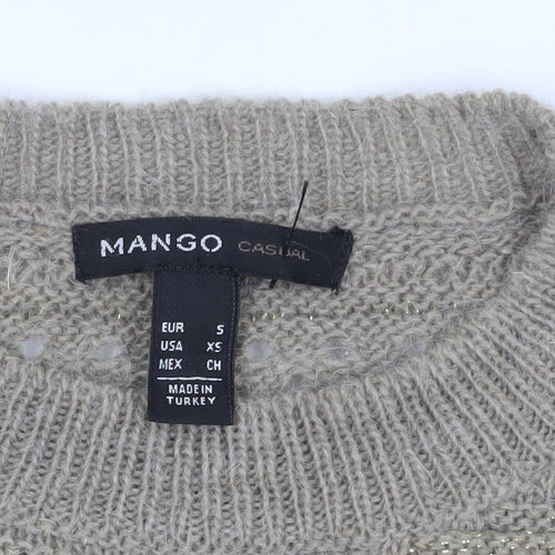 Mango Beige Open-Knit Pullover Jumper, Size 12