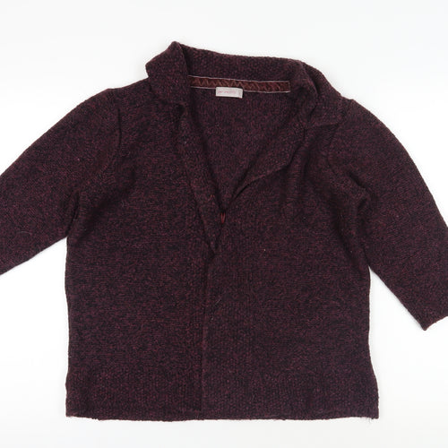 Marks & Spencer Purple Cardigan, L, Wool Blend, 3/4 Sleeve