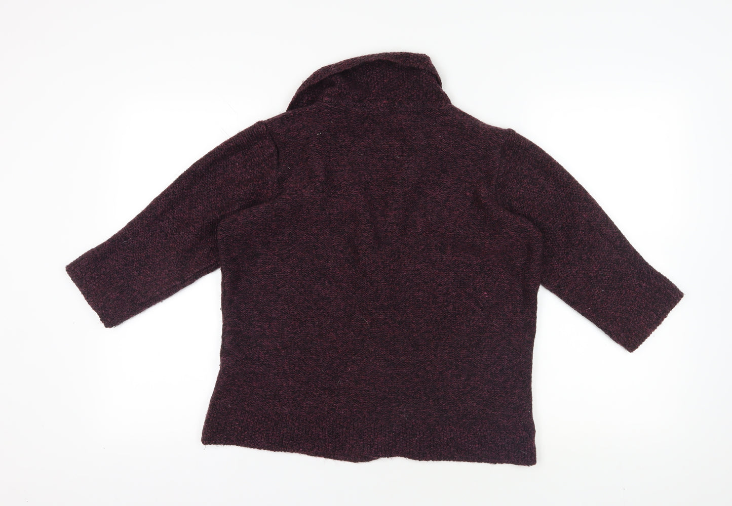 Marks & Spencer Purple Cardigan, L, Wool Blend, 3/4 Sleeve