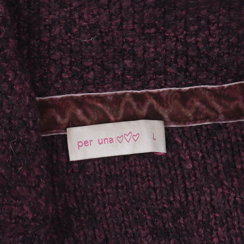 Marks & Spencer Purple Cardigan, L, Wool Blend, 3/4 Sleeve