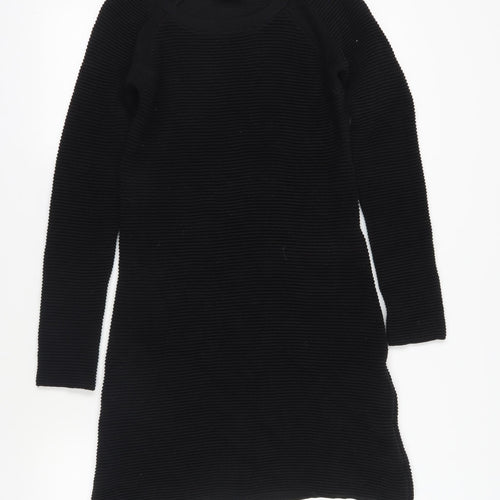 ASOS Black Cotton Knit Dress, Size 10, Long Sleeve