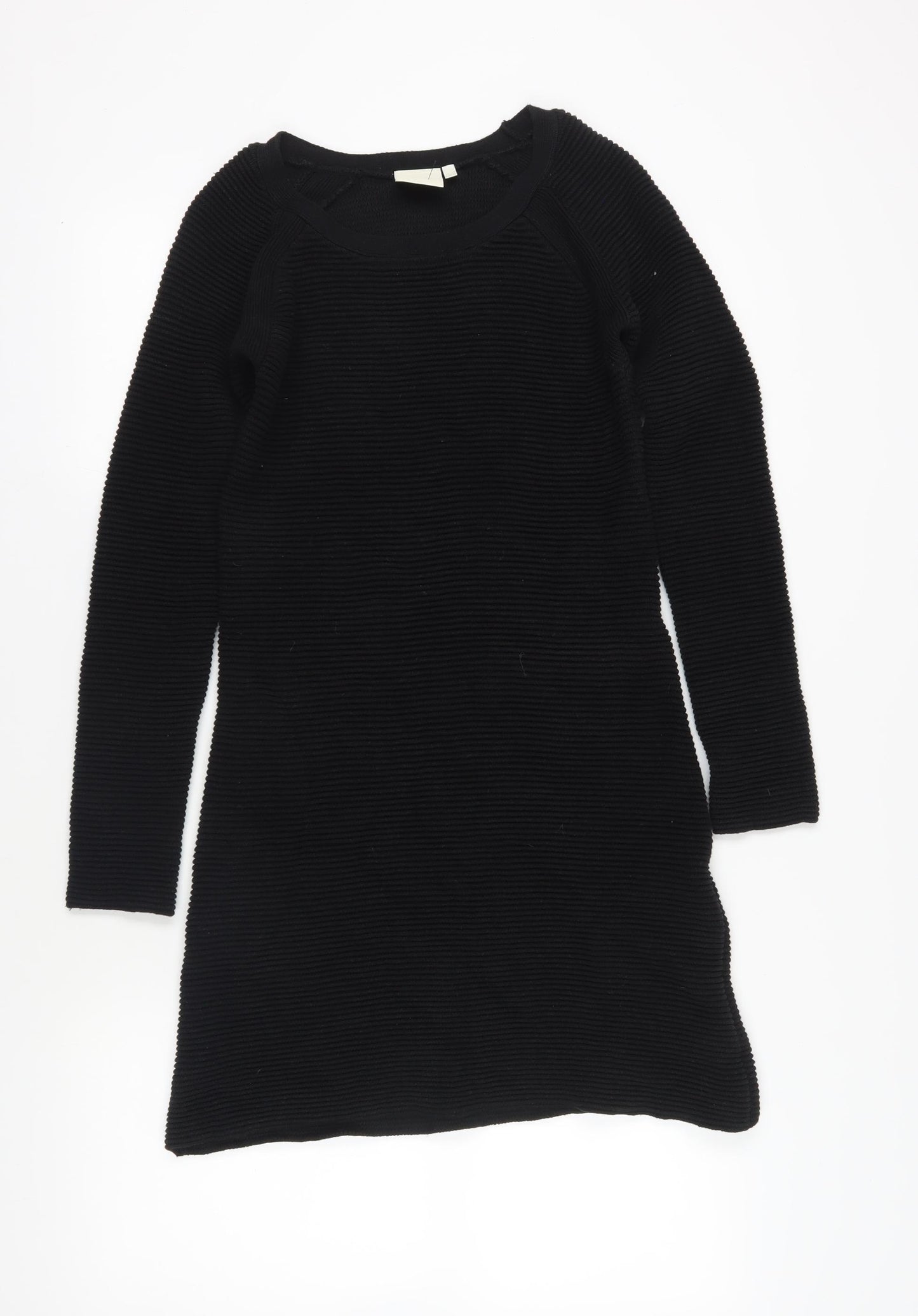ASOS Black Cotton Knit Dress, Size 10, Long Sleeve
