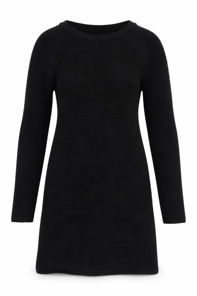 ASOS Black Cotton Knit Dress, Size 10, Long Sleeve