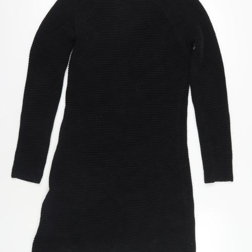 ASOS Black Cotton Knit Dress, Size 10, Long Sleeve