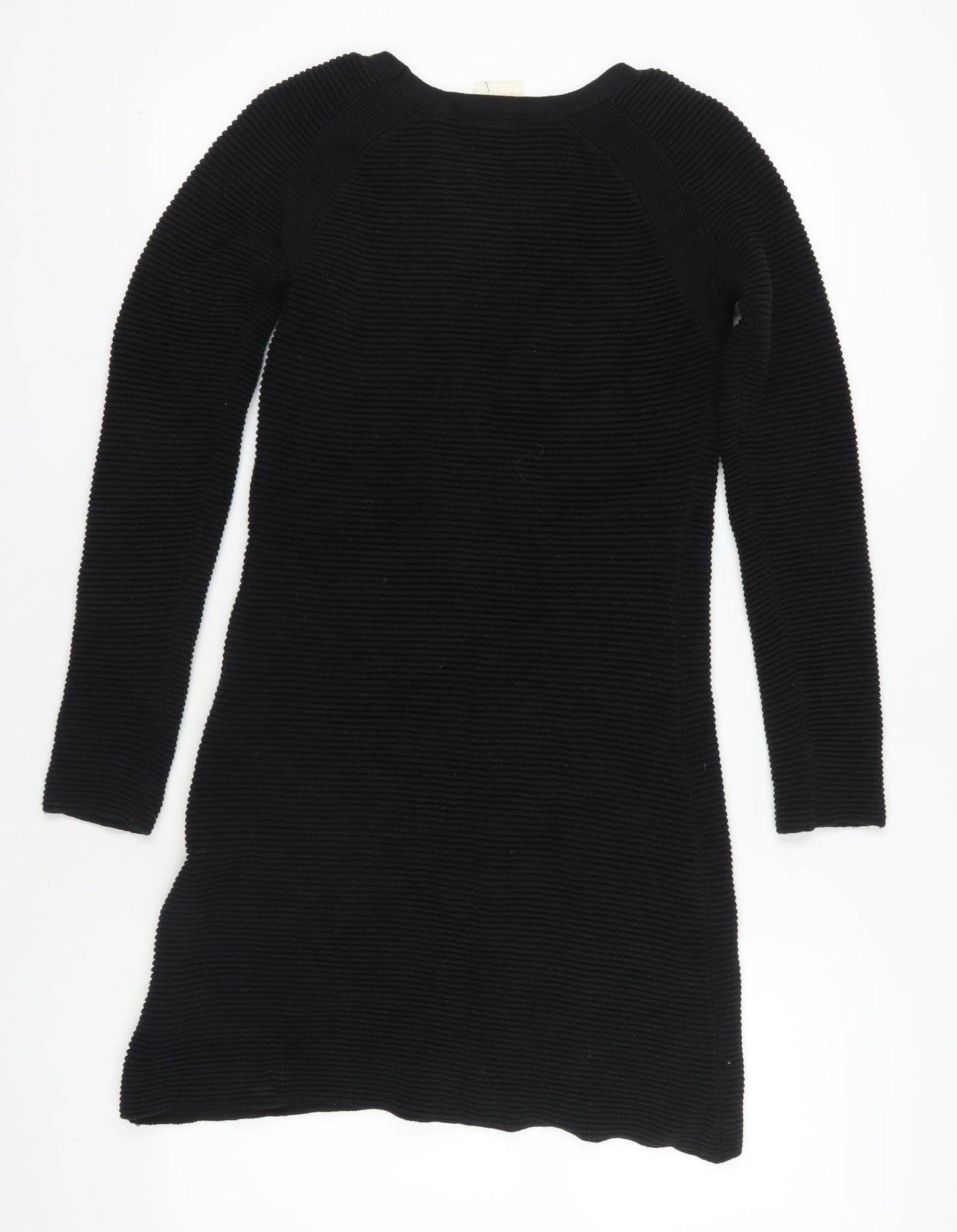 ASOS Black Cotton Knit Dress, Size 10, Long Sleeve