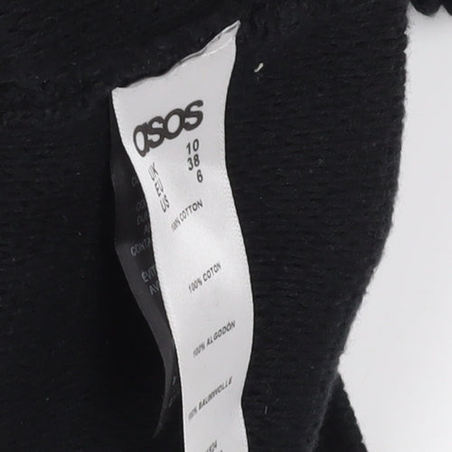 ASOS Black Cotton Knit Dress, Size 10, Long Sleeve
