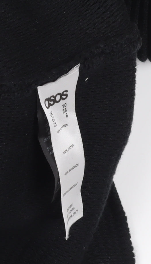 ASOS Black Cotton Knit Dress, Size 10, Long Sleeve