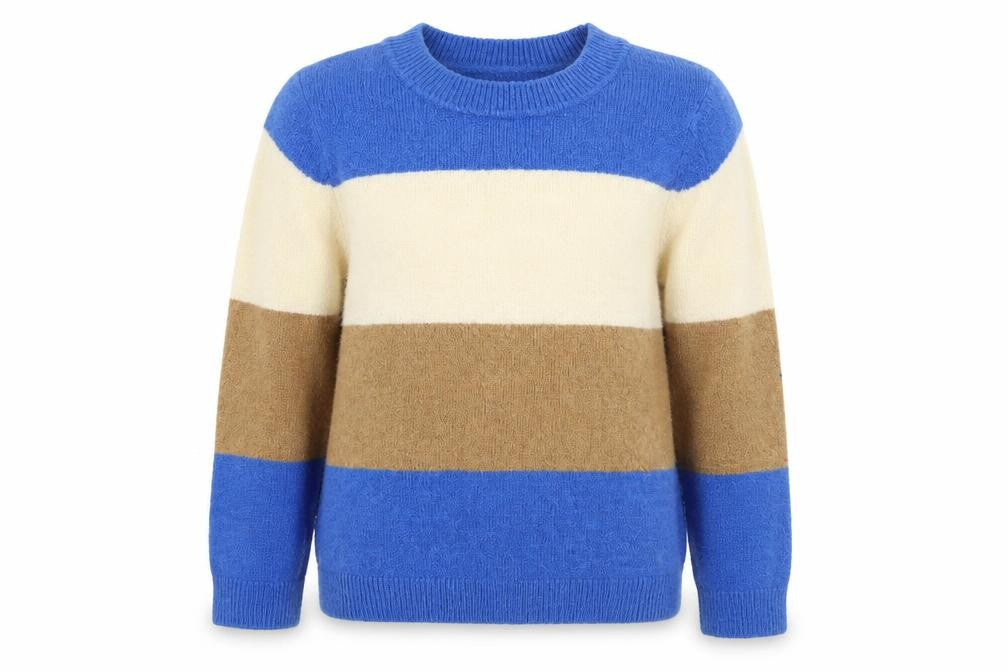 Front view of Dorothy Perkins Blue Striped Jumper UK 6 Petites